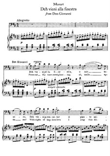 Deh vieni alla finestra: Piano-vocal score by Wolfgang Amadeus Mozart