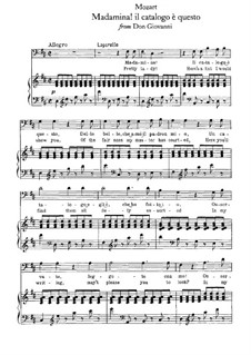 Madamina! il catalogo è questo: Piano-vocal score by Wolfgang Amadeus Mozart