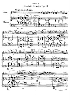 Sonata for violin and piano, Op.18: Score, solo part by Richard Strauss