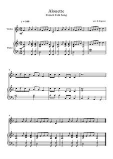 Alouette: For violin and piano by folklore