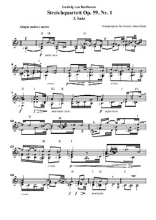 String Quartet No.7 in F Major, Op.59 No.1: Teil 3, für Gitarre by Ludwig van Beethoven