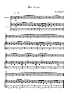 10 Easy Classical Pieces for Trumpet and Piano Vol.2: Ode To Joy by Johann Sebastian Bach, Henry Purcell, Georges Bizet, Ludwig van Beethoven, Edvard Grieg, Alexander Borodin, Pyotr Tchaikovsky, Franz Xaver Gruber
