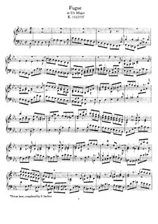 Fugue for Piano in E Flat Major, K.153: For a single performer by Wolfgang Amadeus Mozart