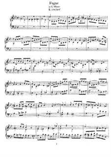 Fugue for Piano in G Minor, K.154: For a single performer by Wolfgang Amadeus Mozart