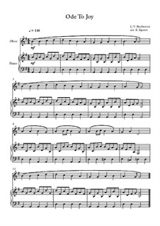 10 Easy Classical Pieces for Oboe and Piano Vol.2: Ode To Joy by Johann Sebastian Bach, Henry Purcell, Georges Bizet, Ludwig van Beethoven, Edvard Grieg, Alexander Borodin, Pyotr Tchaikovsky, Franz Xaver Gruber