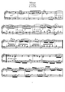 Minuet for Piano in D Major, K.355: For a single performer by Wolfgang Amadeus Mozart