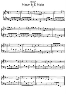 Sonata for Violin and Piano in D Major, K.7: Minuet, for piano by Wolfgang Amadeus Mozart