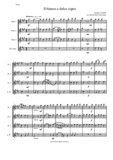 Il bianco e dolce cigno: For 3 flutes and alto flute by Jacques Arcadelt