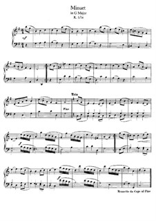 Minuet for Piano in G Major, K.1/1e: For a single performer by Wolfgang Amadeus Mozart