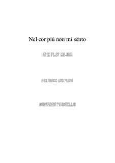 La bella molinara. Nel cor più non mi sento, R 1.76: E flat Major by Giovanni Paisiello