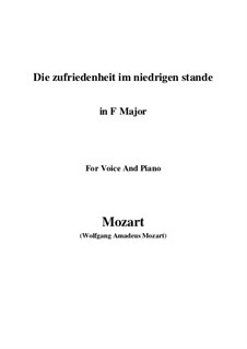 Die Zufriedenheit im niedrigen Stande, K.151: F Major by Wolfgang Amadeus Mozart