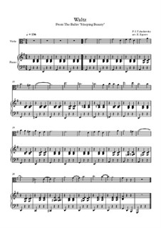 10 Easy Classical Pieces for Viola and Piano Vol.2: Waltz (Sleeping Beauty) by Johann Sebastian Bach, Henry Purcell, Georges Bizet, Ludwig van Beethoven, Edvard Grieg, Alexander Borodin, Pyotr Tchaikovsky, Franz Xaver Gruber