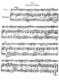 Sonata for Violin and Piano in E Minor: Score by Giuseppe Tartini