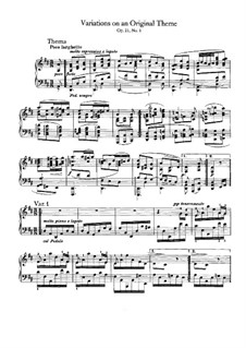 Variations on Original Theme, Op.21 No.1: For piano by Johannes Brahms