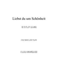 Liebst du um Schönheit: D flat Major by Clara Schumann
