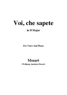 Voi, che sapete: D Major by Wolfgang Amadeus Mozart