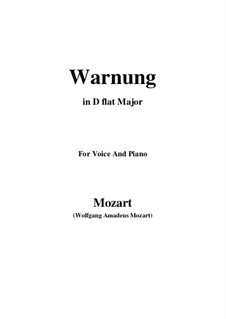 Warnung, K.433: D flat Major by Wolfgang Amadeus Mozart