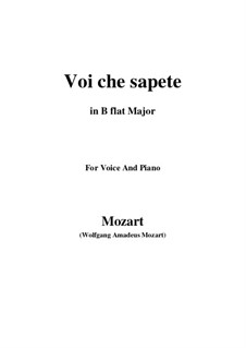 Voi, che sapete: B flat Major by Wolfgang Amadeus Mozart