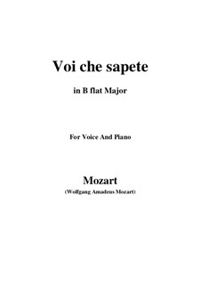 Voi, che sapete: B flat Major by Wolfgang Amadeus Mozart