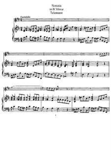 Sonata for Flute and Piano in B Minor: Score by Georg Philipp Telemann