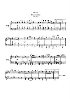 Eight Ecossaises for Piano, D.299: For a single performer by Franz Schubert