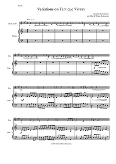 Tant que Vivray: For tenor horn (horn in E flat) and piano by Claudin de Sermisy