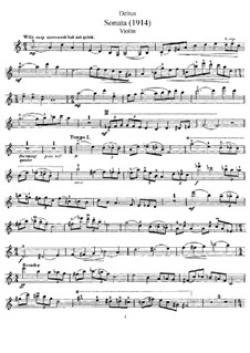 Sonata for Violin and Piano: Solo part by Frederick Delius