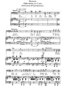 Lucia di Lammermoor: Dalle stanze, ove Lucia, for voice and piano by Gaetano Donizetti