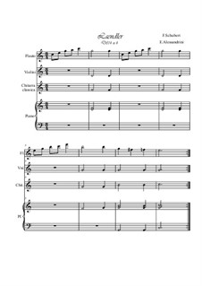 Four Ländler for Piano Four Hands, D.814: No.4, for quartet by Franz Schubert