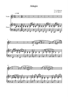 10 Easy Classical Pieces for Violin and Piano Vol.4: Adagio (In G Minor) by Johann Sebastian Bach, Tomaso Albinoni, Joseph Haydn, Wolfgang Amadeus Mozart, Franz Schubert, Jacques Offenbach, Richard Wagner, Giacomo Puccini, folklore