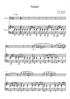 10 Easy Classical Pieces for Cello and Piano Vol.4: Adagio (In G Minor) by Johann Sebastian Bach, Tomaso Albinoni, Joseph Haydn, Wolfgang Amadeus Mozart, Franz Schubert, Jacques Offenbach, Richard Wagner, Giacomo Puccini, folklore