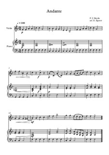 10 Easy Classical Pieces for Violin and Piano Vol.4: Andante (Surprise Symphony) by Johann Sebastian Bach, Tomaso Albinoni, Joseph Haydn, Wolfgang Amadeus Mozart, Franz Schubert, Jacques Offenbach, Richard Wagner, Giacomo Puccini, folklore