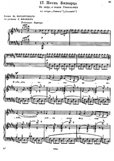 Salammbô (The Libyan): Song of the Balearic Islander for voice and piano by Modest Mussorgsky