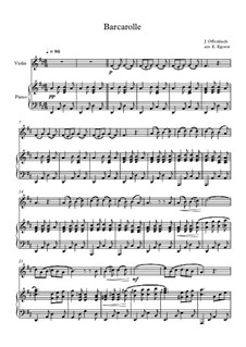 10 Easy Classical Pieces for Violin and Piano Vol.4: Barcarolle by Johann Sebastian Bach, Tomaso Albinoni, Joseph Haydn, Wolfgang Amadeus Mozart, Franz Schubert, Jacques Offenbach, Richard Wagner, Giacomo Puccini, folklore