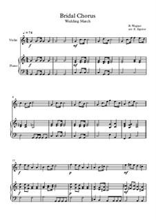 10 Easy Classical Pieces for Violin and Piano Vol.4: Bridal Chorus (Wedding March) by Johann Sebastian Bach, Tomaso Albinoni, Joseph Haydn, Wolfgang Amadeus Mozart, Franz Schubert, Jacques Offenbach, Richard Wagner, Giacomo Puccini, folklore