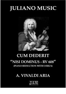 Nisi Dominus. Cum dederit, RV 608: For piano (with lyrics) by Antonio Vivaldi