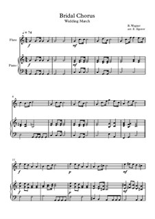 10 Easy Classical Pieces for Flute and Piano Vol.4: Bridal Chorus (Wedding March) by Johann Sebastian Bach, Tomaso Albinoni, Joseph Haydn, Wolfgang Amadeus Mozart, Franz Schubert, Jacques Offenbach, Richard Wagner, Giacomo Puccini, folklore