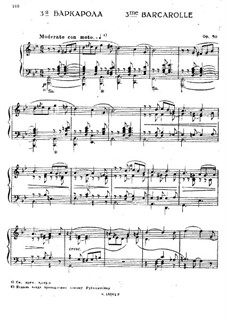 Six Character Pieces, Op.50: No.3 Barcarolle, for Piano by Anton Rubinstein