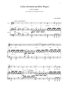Claudine von Villa Bella, D.239: No.6 Arietta der Claudine 'Liebe Schwärmt aud allen Wegen' by Franz Schubert