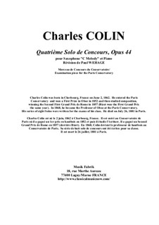 Solo de Concours No.4, Op.44: For C melody saxophone and piano by Charles Colin