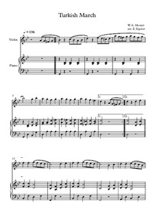 10 Easy Classical Pieces for Violin and Piano Vol.4: Turkish March by Johann Sebastian Bach, Tomaso Albinoni, Joseph Haydn, Wolfgang Amadeus Mozart, Franz Schubert, Jacques Offenbach, Richard Wagner, Giacomo Puccini, folklore