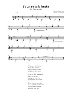 Se va, se va la lancha: For guitar solo (C Major) by folklore