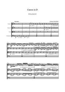 Quartet instrument version: For string quartet by Johann Pachelbel