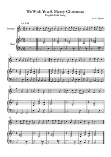 10 Easy Classical Pieces for Trumpet and Piano Vol.4: We Wish You A Merry Christmas by Johann Sebastian Bach, Tomaso Albinoni, Joseph Haydn, Wolfgang Amadeus Mozart, Franz Schubert, Jacques Offenbach, Richard Wagner, Giacomo Puccini, folklore