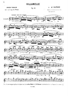 Villanelle for Violin and Piano, Op.14: Solo part by Jules Danbé