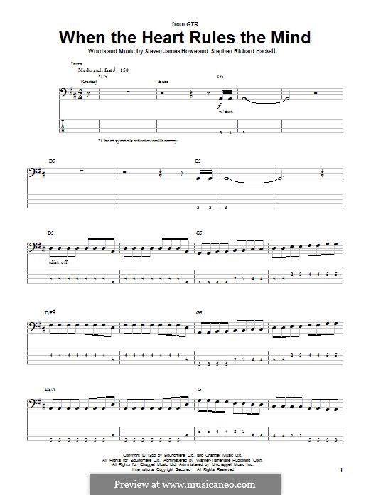 When the Heart Rules the Mind (GTR): For bass guitar with tab by Steve Hackett, Steve Howe