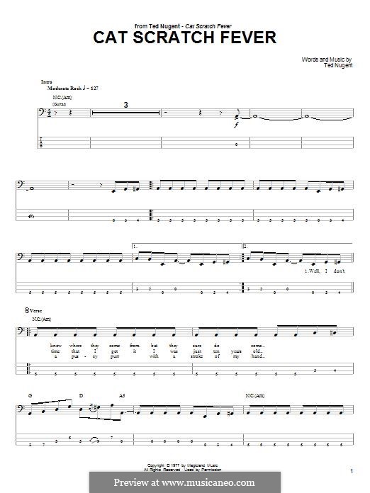 Cat Scratch Fever: For bass guitar with tab by Ted Nugent