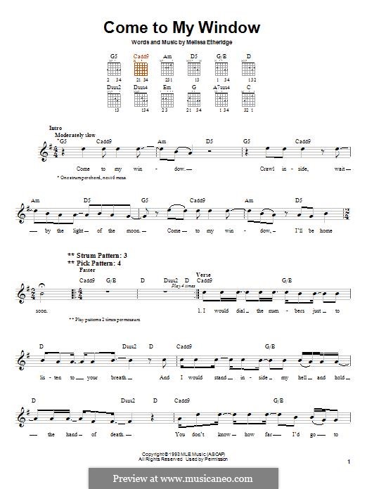 Come To My Window: For guitar by Melissa Etheridge