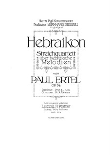 String Quartet 'Hebraikon', Op.14: Violin I part by Jean Paul Ertel