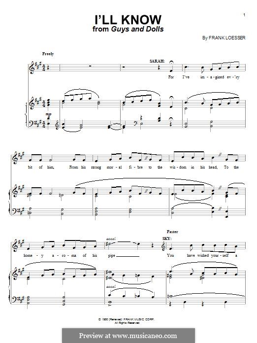 I'll Know (from Guys and Dolls) by F. Loesser sheet music on MusicaNeo